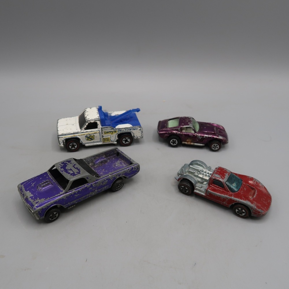4 vintage Matchbox 60-70s redline cars Tow Truck Fleetside Ferrari Tow Ford MK